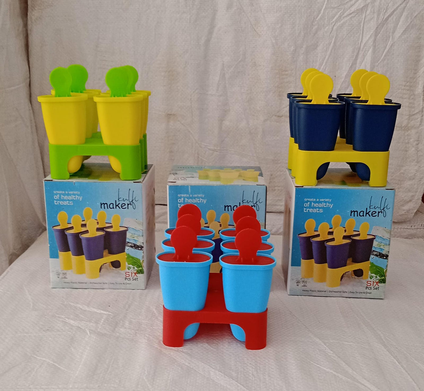 Ice Candy Maker Set – 6 Pc Reusable Kulfi & Popsicle Mould with Tray and Sticks