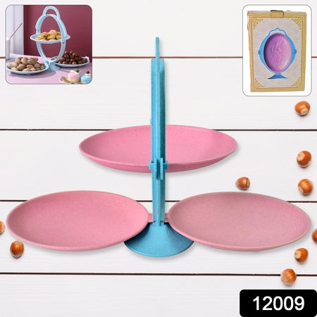 Foldable Fruit Plate Candy Dish Multi Use Mirror Shape Dried Fruit Tray (1 Set)
