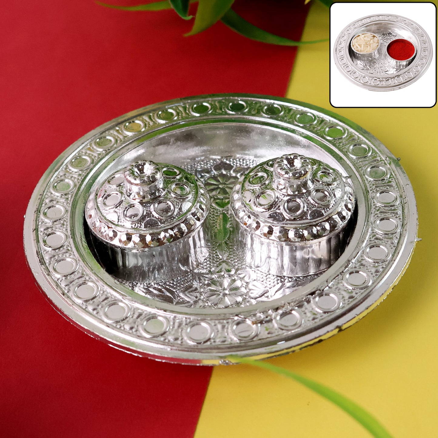 Round Shape Special Puja Thali Kumkum Thali Holder (1 Pc Small)