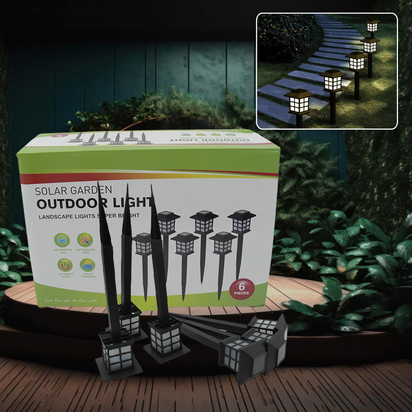 1493 Big Solar Outdoor Lights 6 Pack Waterproof Solar Pathway Lights 10 Hrs Long-lasting Led Landscape Lighting Solar Garden Lights Solar Lights For Walkway Path Driveway Patio Yard Lawn (6 Pc Set)