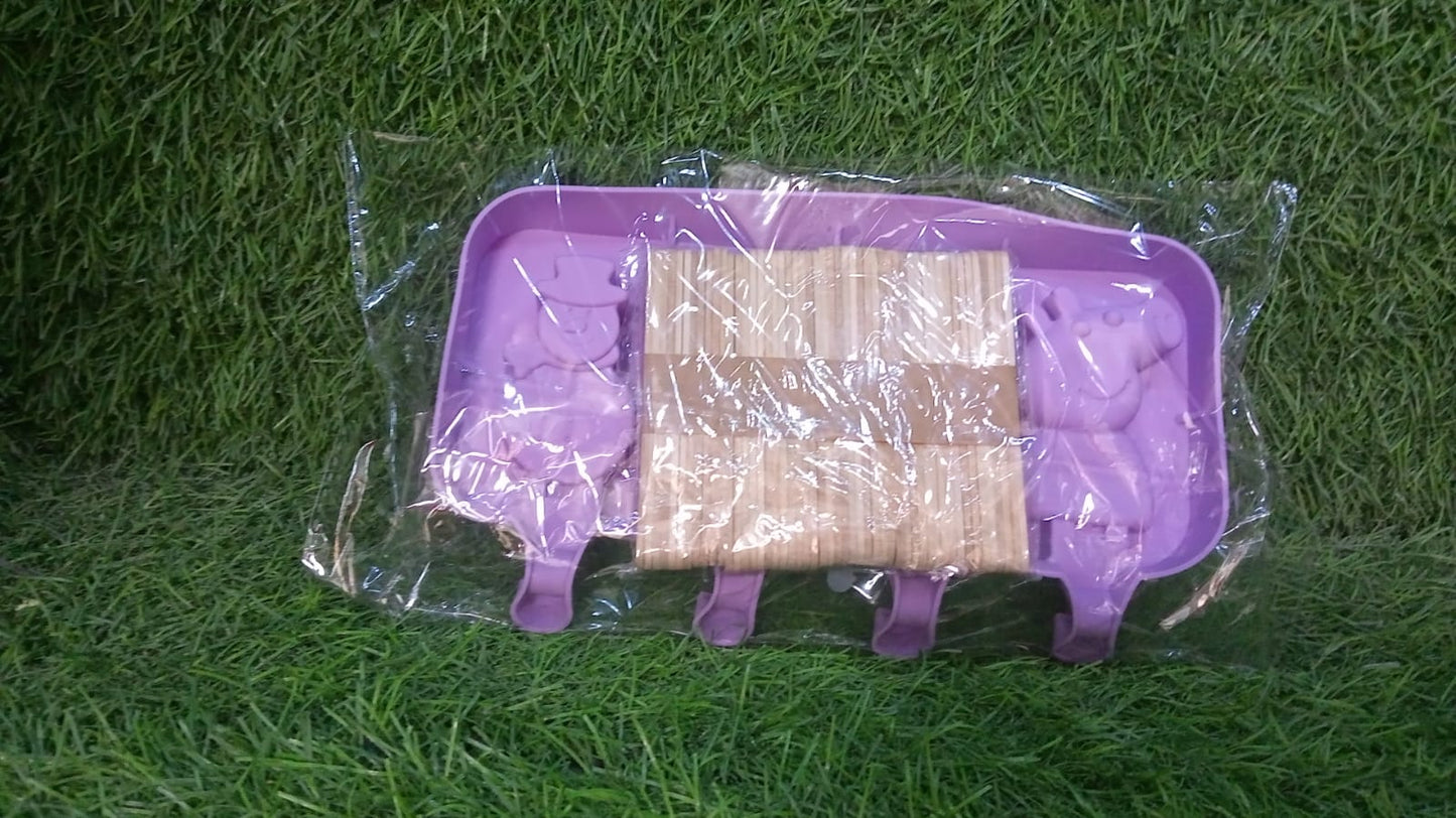 Silicone sicle Molds Ice Cream Molds 4 Cavities with Lids 50 Pack Sticks for Kids Ice cube Maker Easy Release