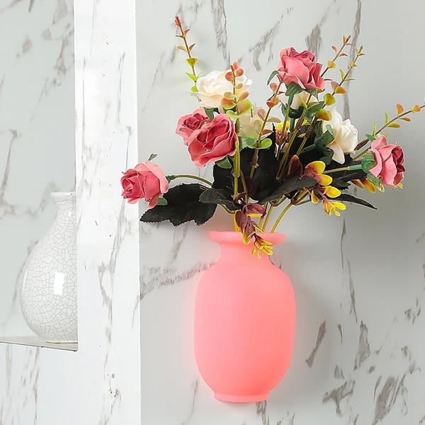 1154 Wall Hanging Silicone Flower Pot Sticker Plant Rack For Decoration (Multicolour)
