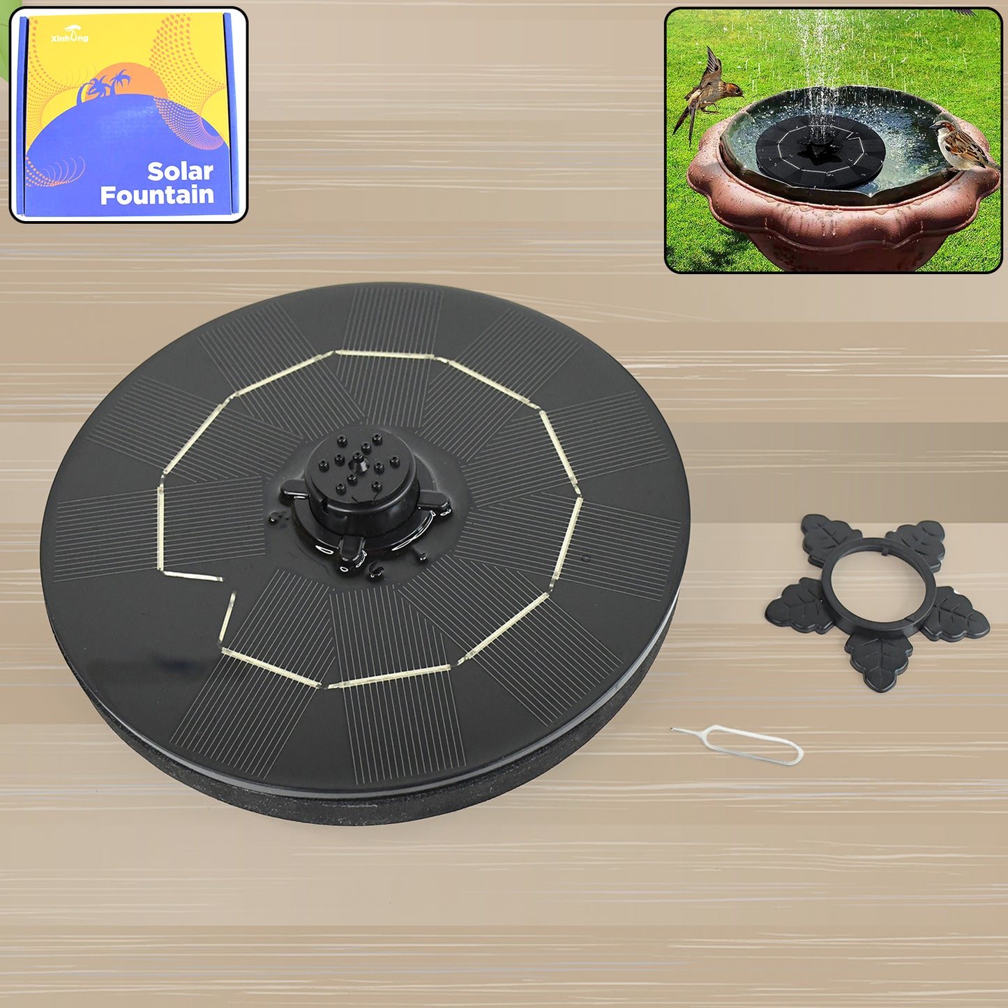 Fast Fountain By Pocket Hose - Solar-powered - Instantly Adds A Water Feature Virtually Anywhere - 5 Spray Modes - No Installation Or Batteries Required - Great For Bird Baths Pools Pond More (1 Pc)