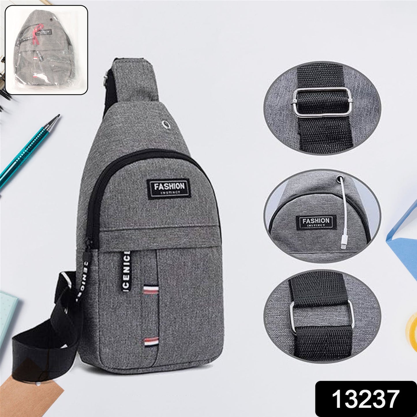 Waterproof Waist Bag, Shoulder Bags USB Charging Earphone Hook Sling Travel Bag (1 Pc / Mix Color)