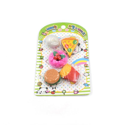 3D Food-Shaped Colorful Eraser Set – Cute Novelty Mini Erasers for Kids (5 Pc Set)