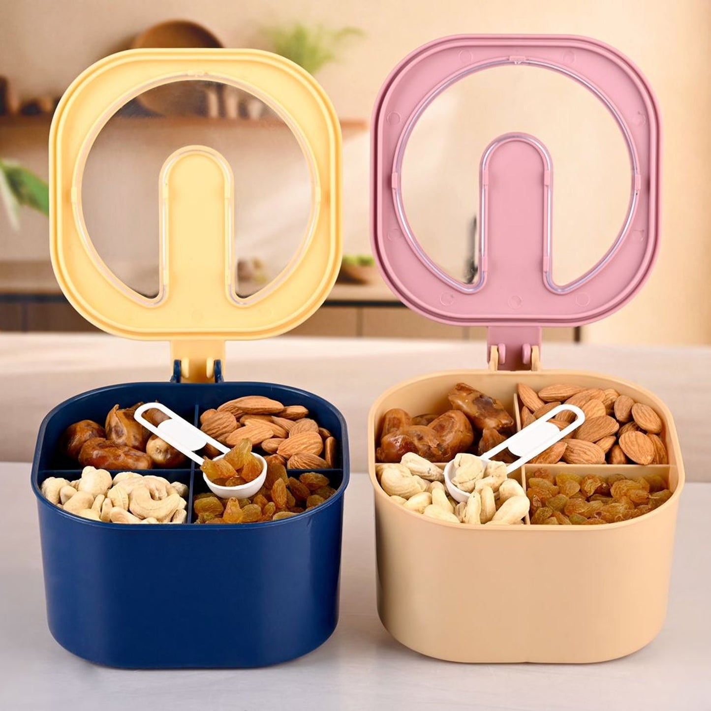 Fancy 4-Section Masala Box for Kitchen Storage (Spice Container)