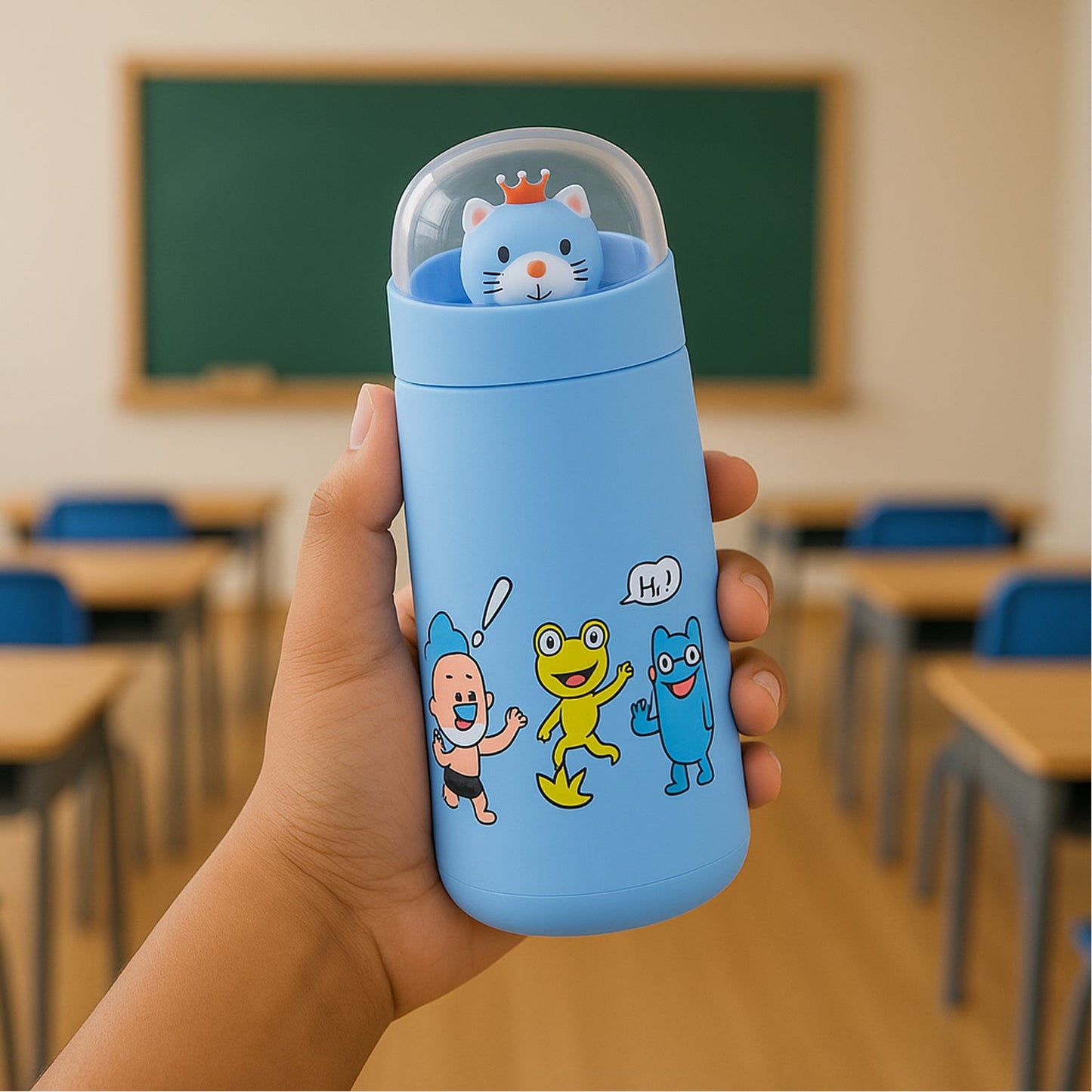 Double Wall Cartoon Glass Water Bottle 350Ml (1 Pc)