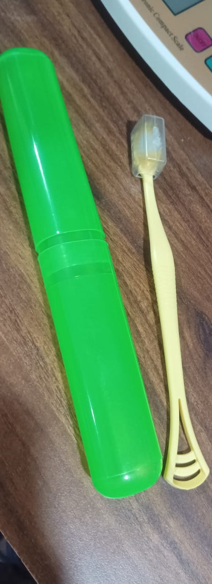 2-in-1 Soft Toothbrush & Tongue Cleaner for All Ages (1 Pc, With Cover)