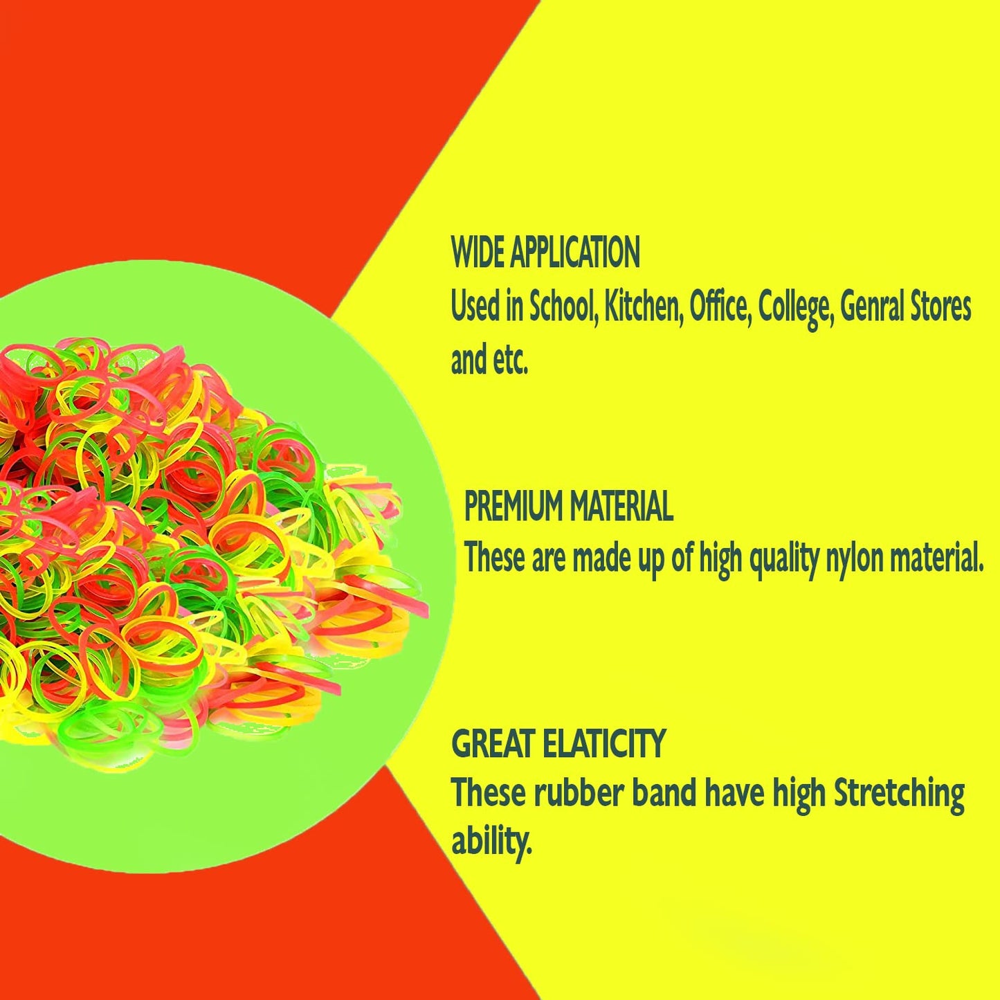 Strong & Reusable Rubber Bands: Multicolor for Office, Home & School (1.5 Inch 100 GM), Hair accessories