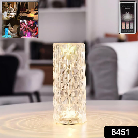 Premium Diamond Cut Crystal Table Lamp (1 Pc  Without Remote  Cable)