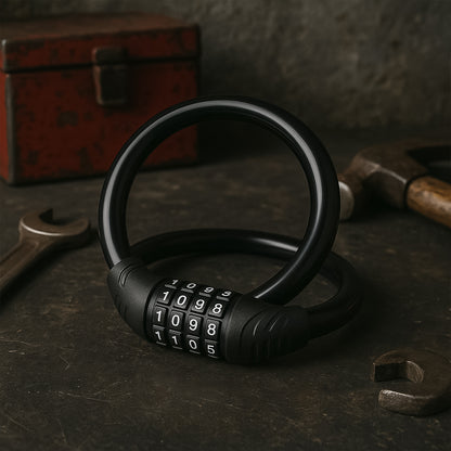 Bike Lock Cable Resettable Cable Lock - Self Coiling 4 Digit Combination Bike Lock