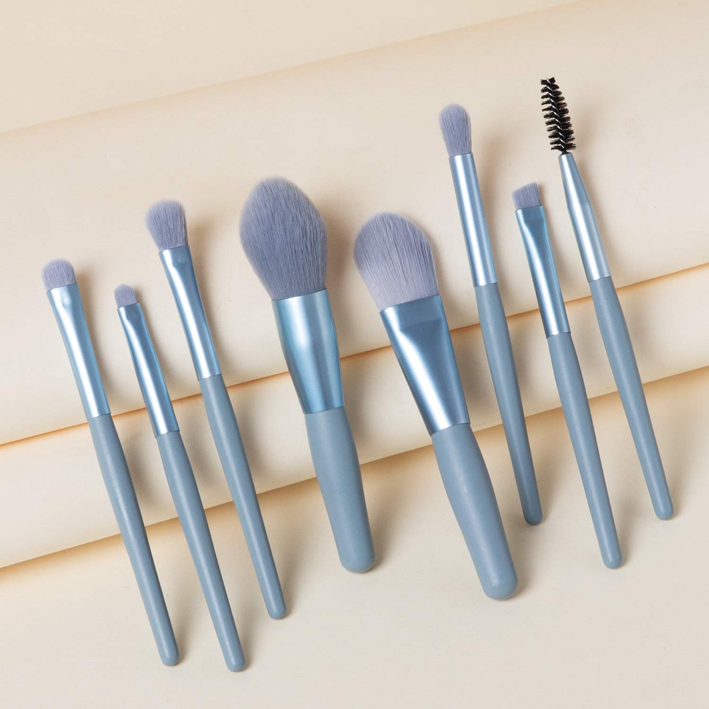 1460 8 Pcs Mini Makeup Brush Set With Case Portable Foundation Brush Kit Travel Premium Synthetic Bristles Cosmetic Brush Set For Powder Blending Blush Eyeshadow Lipstick (Mix Color 8 Pcs Set)