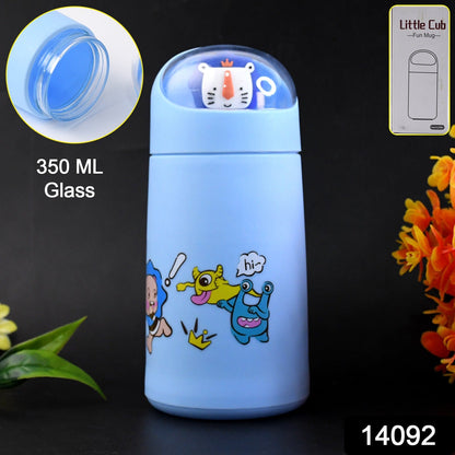Double Wall Cartoon Glass Water Bottle 350Ml (1 Pc)