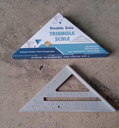 Double-Sided 45° Triangle Ruler – 7-Inch Aluminum Alloy Rafter Square for Home & Industrial Use